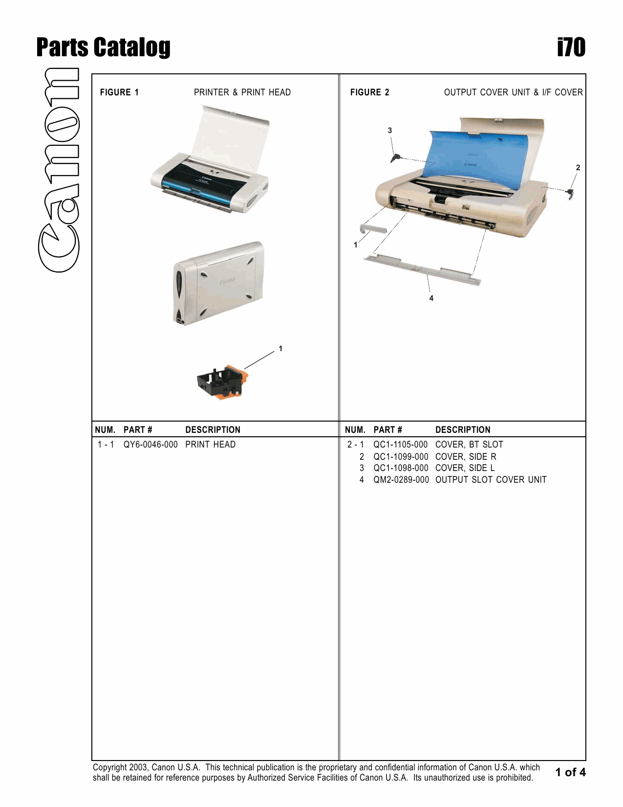 Canon PIXUS i70 50i Parts Catalog Manual-2